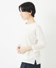 PHFGA21210 GEORGES RECH(小さいサイズ)(メゾン ドゥ サンク) シアーボーダーボートネックラメニット ホワイト