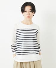 PHFGA21210 GEORGES RECH(小さいサイズ)(メゾン ドゥ サンク) シアーボーダーボートネックラメニット ホワイト
