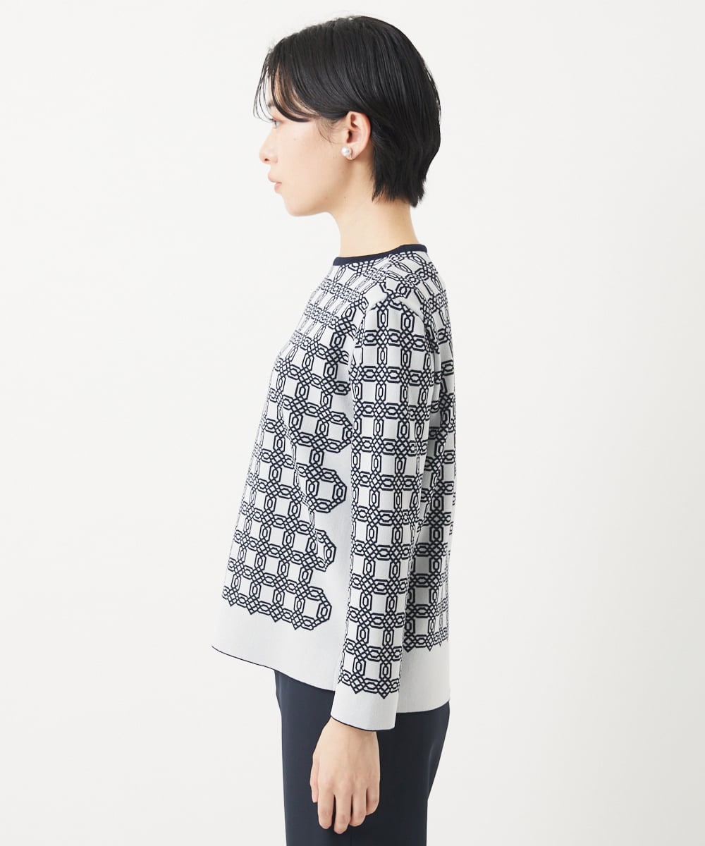 PHFGB33270 GEORGES RECH(小さいサイズ)(メゾン ドゥ サンク)  [日本製]裏カノコストレッチジャカードニット ホワイト系