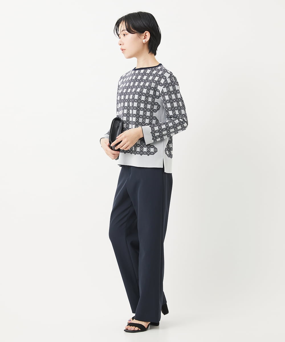 PHFGB33270 GEORGES RECH(小さいサイズ)(メゾン ドゥ サンク)  [日本製]裏カノコストレッチジャカードニット ホワイト系