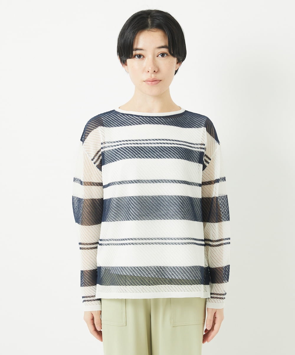PHFGB43230 GEORGES RECH(小さいサイズ)(メゾン ドゥ サンク) メッシュボーダーニット ネイビー