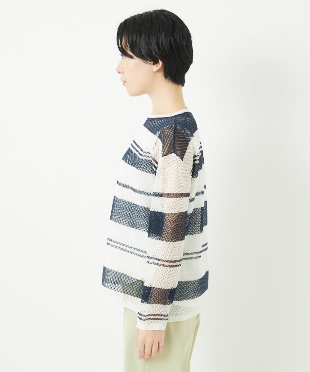 PHFGB43230 GEORGES RECH(小さいサイズ)(メゾン ドゥ サンク) メッシュボーダーニット ネイビー