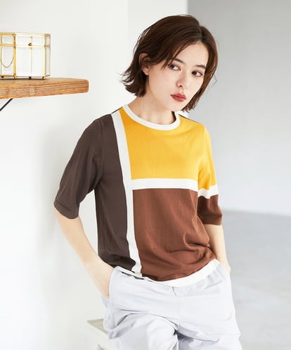 PHFGD13250 GEORGES RECH(小さいサイズ) カラーブロックインターシャニット