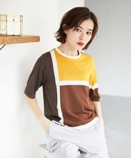 PHFGD13250 GEORGES RECH(小さいサイズ)(メゾン ドゥ サンク) カラーブロックインターシャニット オレンジ