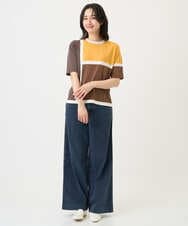 PHFGD13250 GEORGES RECH(小さいサイズ)(メゾン ドゥ サンク) カラーブロックインターシャニット ブルー