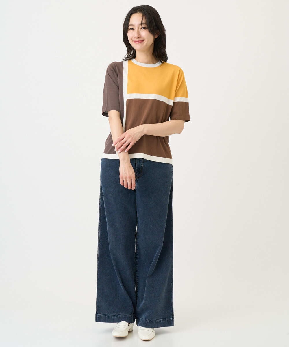 PHFGD13250 GEORGES RECH(小さいサイズ)(メゾン ドゥ サンク) カラーブロックインターシャニット ブルー