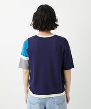 PHFGD13250 GEORGES RECH(小さいサイズ)(メゾン ドゥ サンク) カラーブロックインターシャニット ブルー