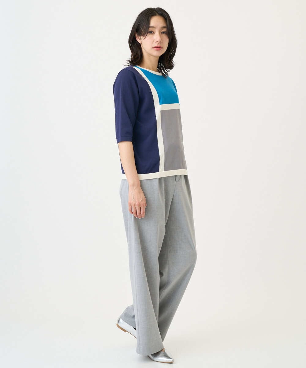 PHFGD13250 GEORGES RECH(小さいサイズ)(メゾン ドゥ サンク) カラーブロックインターシャニット ブルー