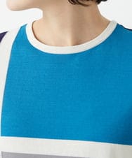 PHFGD13250 GEORGES RECH(小さいサイズ)(メゾン ドゥ サンク) カラーブロックインターシャニット ブルー