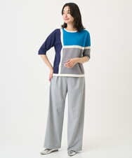 PHFGD13250 GEORGES RECH(小さいサイズ)(メゾン ドゥ サンク) カラーブロックインターシャニット ブルー