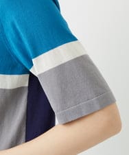 PHFGD13250 GEORGES RECH(小さいサイズ)(メゾン ドゥ サンク) カラーブロックインターシャニット ブルー