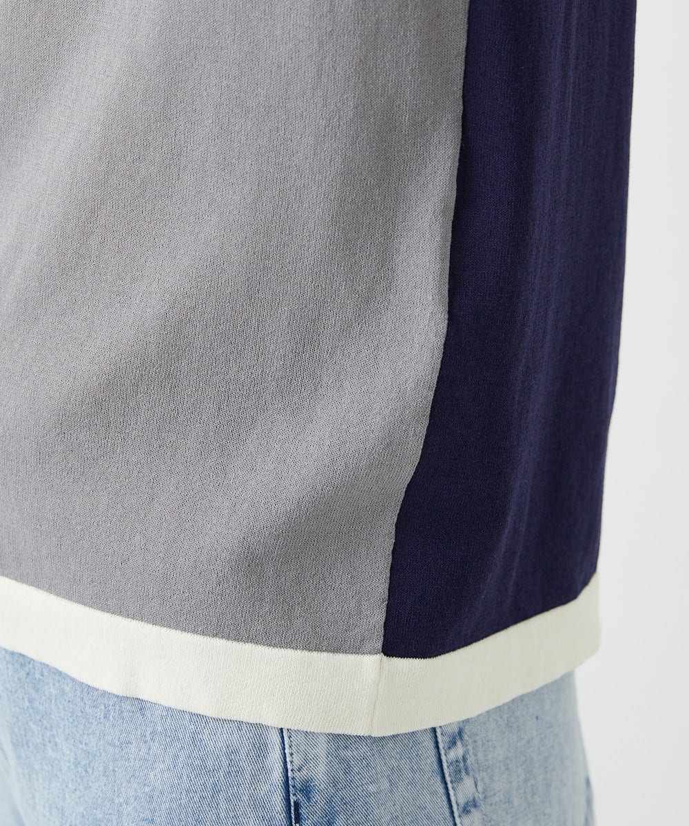 PHFGD13250 GEORGES RECH(小さいサイズ)(メゾン ドゥ サンク) カラーブロックインターシャニット ブルー