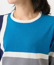 PHFGD13250 GEORGES RECH(小さいサイズ)(メゾン ドゥ サンク) カラーブロックインターシャニット ブルー