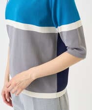 PHFGD13250 GEORGES RECH(小さいサイズ)(メゾン ドゥ サンク) カラーブロックインターシャニット ブルー