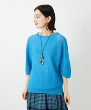 PHFGD15230 GEORGES RECH(小さいサイズ)(メゾン ドゥ サンク)  [日本製]ホールガーメントストレッチ5分袖ニット ブルー