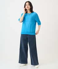 PHFGD15230 GEORGES RECH(小さいサイズ)(メゾン ドゥ サンク)  [日本製]ホールガーメントストレッチ5分袖ニット ブルー