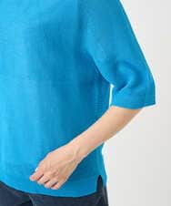 PHFGD15230 GEORGES RECH(小さいサイズ)(メゾン ドゥ サンク)  [日本製]ホールガーメントストレッチ5分袖ニット ブルー