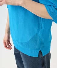 PHFGD15230 GEORGES RECH(小さいサイズ)(メゾン ドゥ サンク)  [日本製]ホールガーメントストレッチ5分袖ニット ブルー