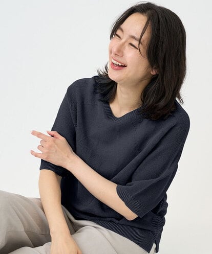 PHFGD15230 GEORGES RECH(小さいサイズ) [日本製]ホールガーメントストレッチ5分袖ニット