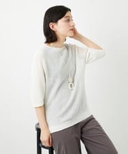 PHFGD15230 GEORGES RECH(小さいサイズ)(メゾン ドゥ サンク)  [日本製]ホールガーメントストレッチ5分袖ニット ホワイト