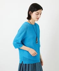 PHFGD15230 GEORGES RECH(小さいサイズ)(メゾン ドゥ サンク)  [日本製]ホールガーメントストレッチ5分袖ニット ホワイト