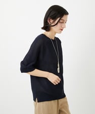 PHFGD15230 GEORGES RECH(小さいサイズ)(メゾン ドゥ サンク)  [日本製]ホールガーメントストレッチ5分袖ニット ホワイト