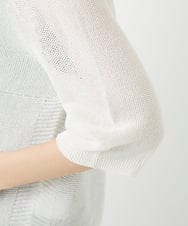 PHFGD15230 GEORGES RECH(小さいサイズ)(メゾン ドゥ サンク)  [日本製]ホールガーメントストレッチ5分袖ニット ホワイト