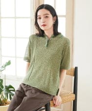 PHFGD36270 GEORGES RECH(小さいサイズ)(メゾン ドゥ サンク) カラーミックスヤーンポロニット グリーン