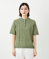 PHFGD36270 GEORGES RECH(小さいサイズ)(メゾン ドゥ サンク) カラーミックスヤーンポロニット グリーン