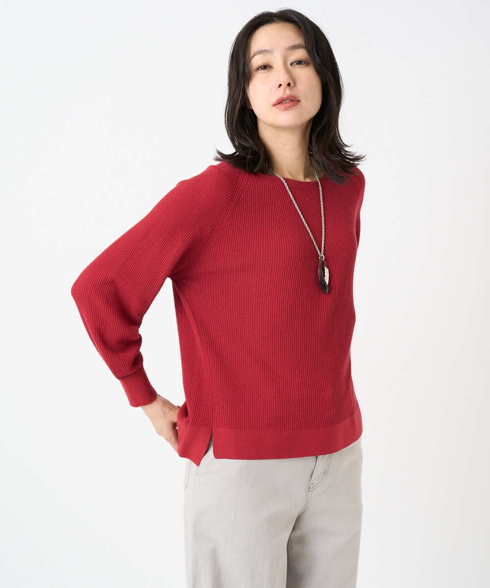 PHFGE43230 GEORGES RECH(小さいサイズ)(メゾン ドゥ サンク) [アンサンブル対応]畦タック柄ニットプルオーバー レッド