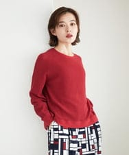 PHFGE43230 GEORGES RECH(小さいサイズ)(メゾン ドゥ サンク) [アンサンブル対応]畦タック柄ニットプルオーバー レッド