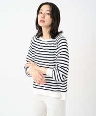 PHFGE43230 GEORGES RECH(小さいサイズ)(メゾン ドゥ サンク) [アンサンブル対応]畦タック柄ニットプルオーバー ホワイト(ボーダー柄)