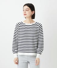 PHFGE43230 GEORGES RECH(小さいサイズ)(メゾン ドゥ サンク) [アンサンブル対応]畦タック柄ニットプルオーバー ホワイト(ボーダー柄)