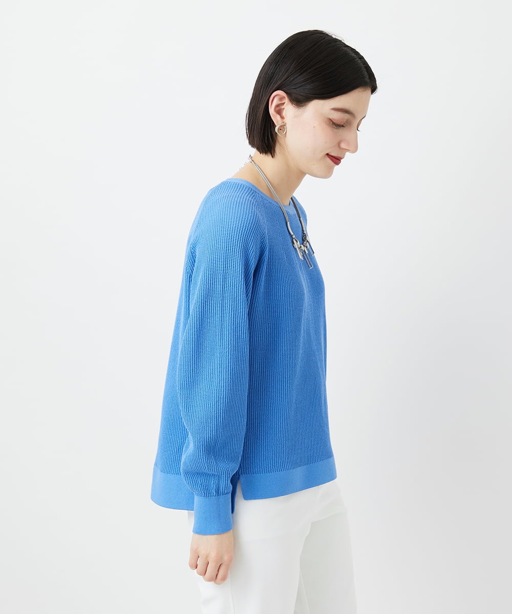 PHFGE43230 GEORGES RECH(小さいサイズ)(メゾン ドゥ サンク) [アンサンブル対応]畦タック柄ニットプルオーバー ホワイト(ボーダー柄)