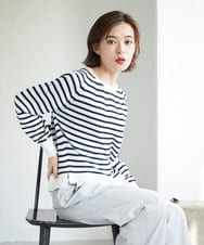 PHFGE43230 GEORGES RECH(小さいサイズ)(メゾン ドゥ サンク) [アンサンブル対応]畦タック柄ニットプルオーバー ホワイト(ボーダー柄)