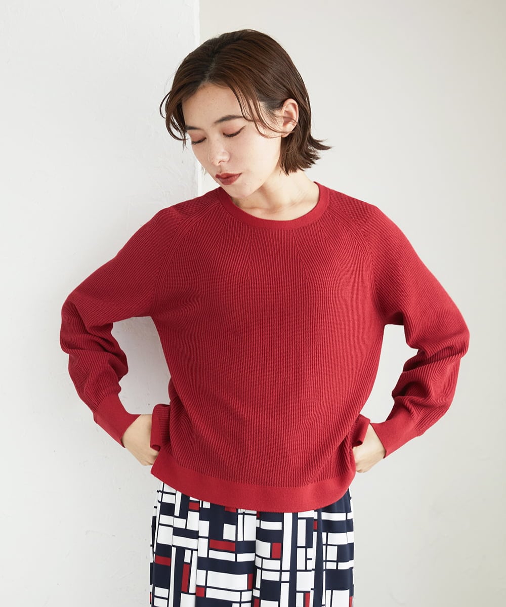 PHFGE43230 GEORGES RECH(小さいサイズ)(メゾン ドゥ サンク) [アンサンブル対応]畦タック柄ニットプルオーバー ホワイト(ボーダー柄)