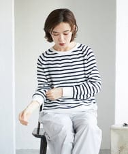 PHFGE43230 GEORGES RECH(小さいサイズ)(メゾン ドゥ サンク) [アンサンブル対応]畦タック柄ニットプルオーバー ホワイト(ボーダー柄)