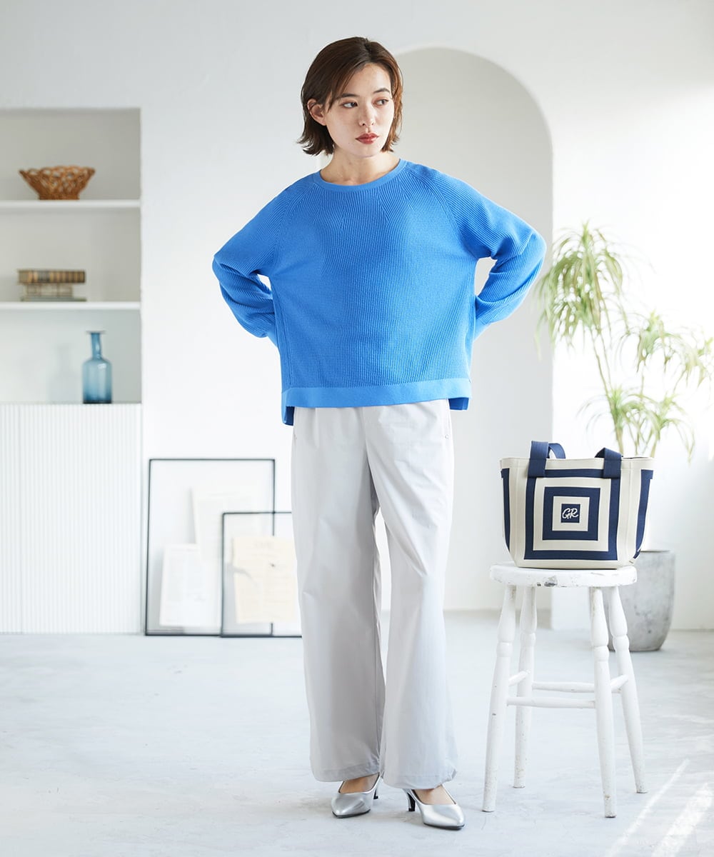 PHFGE43230 GEORGES RECH(小さいサイズ)(メゾン ドゥ サンク) [アンサンブル対応]畦タック柄ニットプルオーバー ホワイト(ボーダー柄)