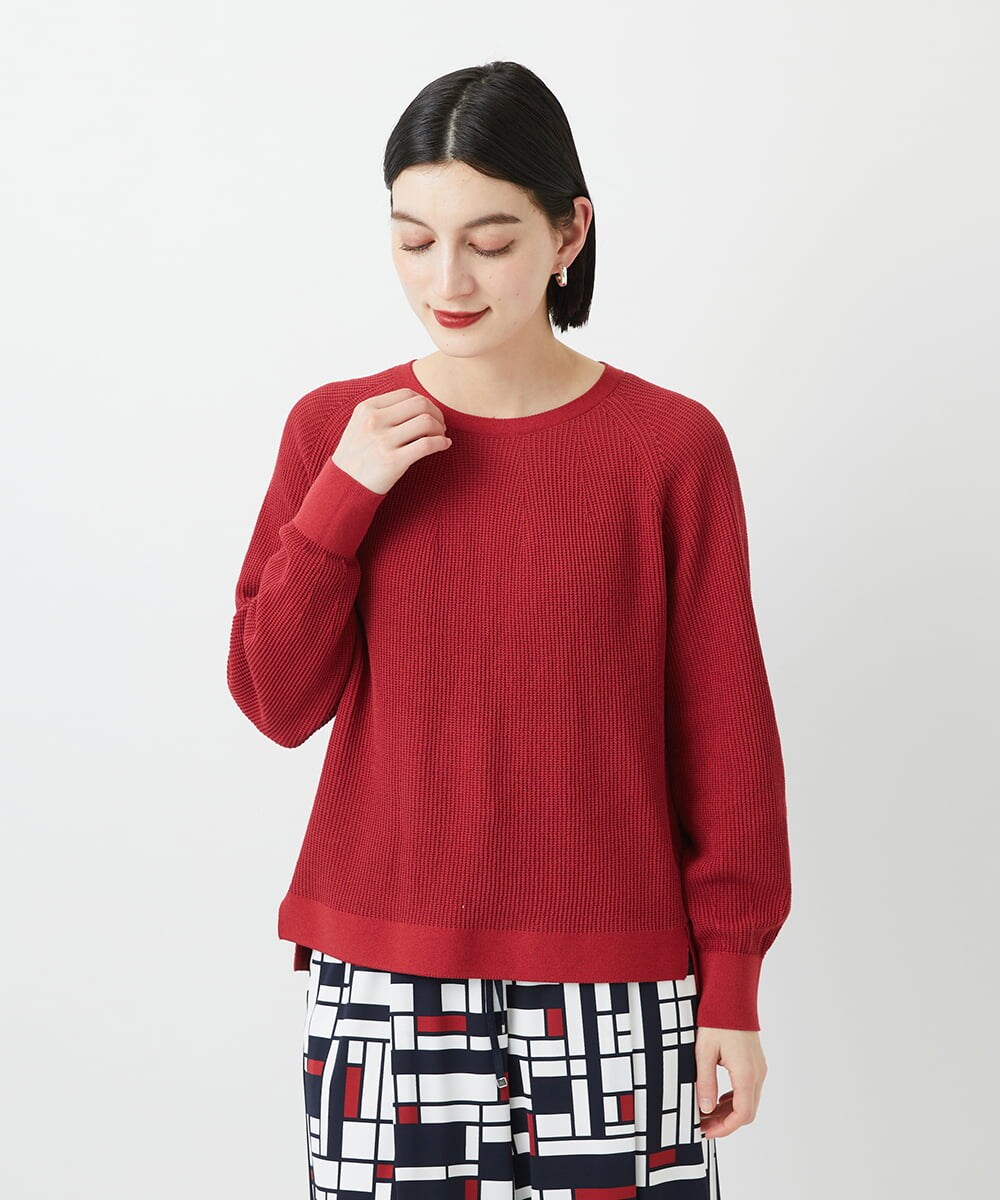 PHFGE43230 GEORGES RECH(小さいサイズ)(メゾン ドゥ サンク) [アンサンブル対応]畦タック柄ニットプルオーバー ホワイト(ボーダー柄)