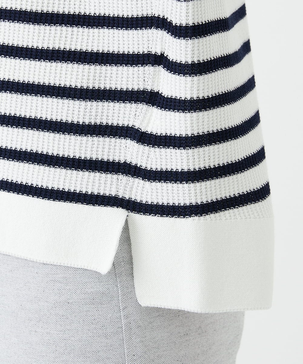 PHFGE43230 GEORGES RECH(小さいサイズ)(メゾン ドゥ サンク) [アンサンブル対応]畦タック柄ニットプルオーバー ホワイト(ボーダー柄)