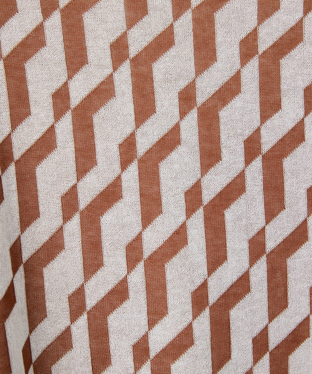 PHFGF53250 GEORGES RECH(小さいサイズ)(メゾン ドゥ サンク)  [日本製]ハイゲージ幾何ジャカードニット ネイビー