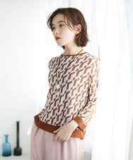 PHFGF53250 GEORGES RECH(小さいサイズ)(メゾン ドゥ サンク)  [日本製]ハイゲージ幾何ジャカードニット ネイビー