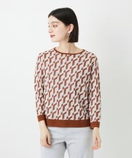 PHFGF53250 GEORGES RECH(小さいサイズ)(メゾン ドゥ サンク)  [日本製]ハイゲージ幾何ジャカードニット ネイビー