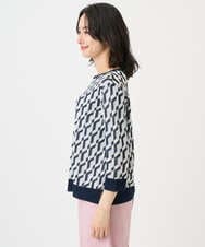 PHFGF53250 GEORGES RECH(小さいサイズ)(メゾン ドゥ サンク)  [日本製]ハイゲージ幾何ジャカードニット ネイビー