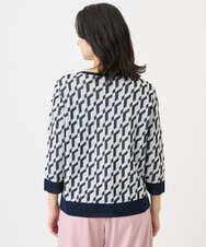 PHFGF53250 GEORGES RECH(小さいサイズ)(メゾン ドゥ サンク)  [日本製]ハイゲージ幾何ジャカードニット ネイビー