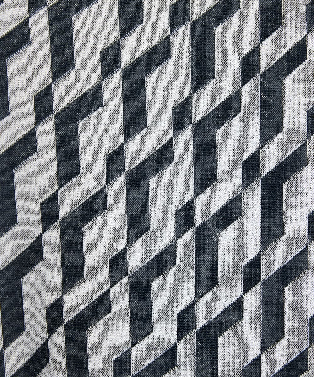 PHFGF53250 GEORGES RECH(小さいサイズ)(メゾン ドゥ サンク)  [日本製]ハイゲージ幾何ジャカードニット ネイビー