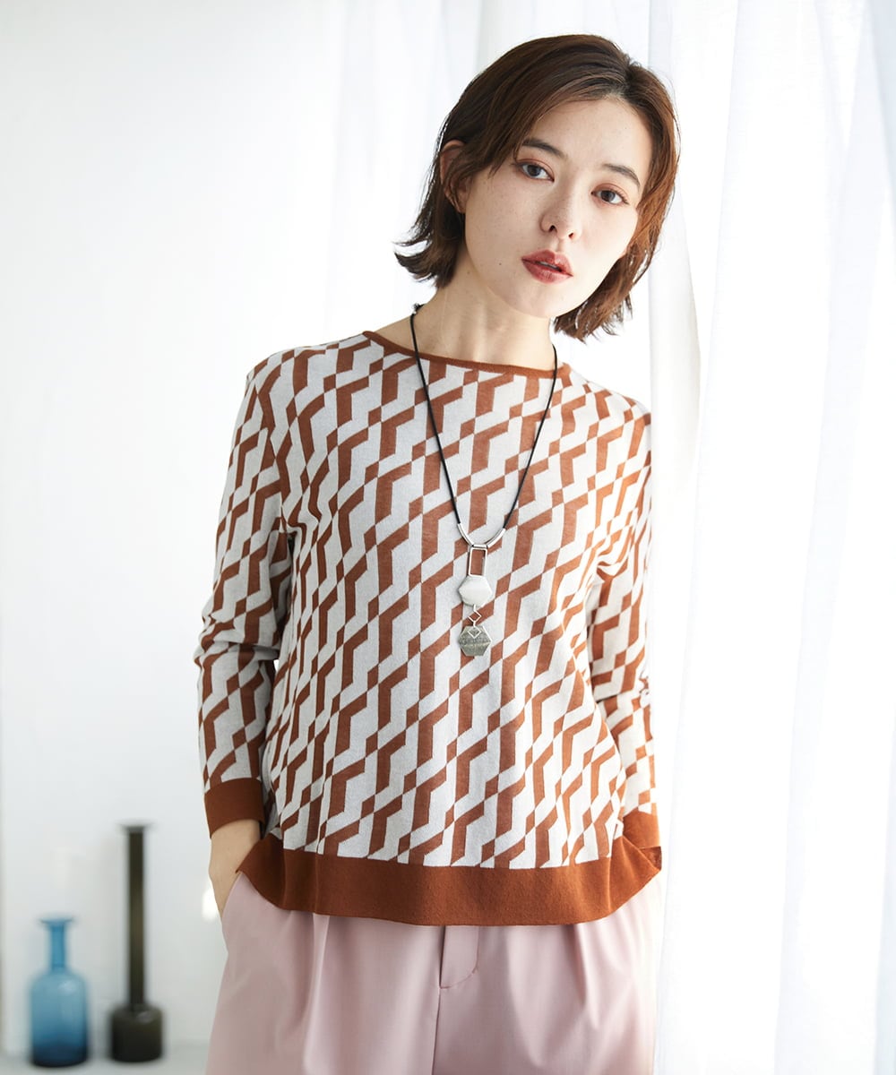 PHFGF53250 GEORGES RECH(小さいサイズ)  [日本製]ハイゲージ幾何ジャカードニット