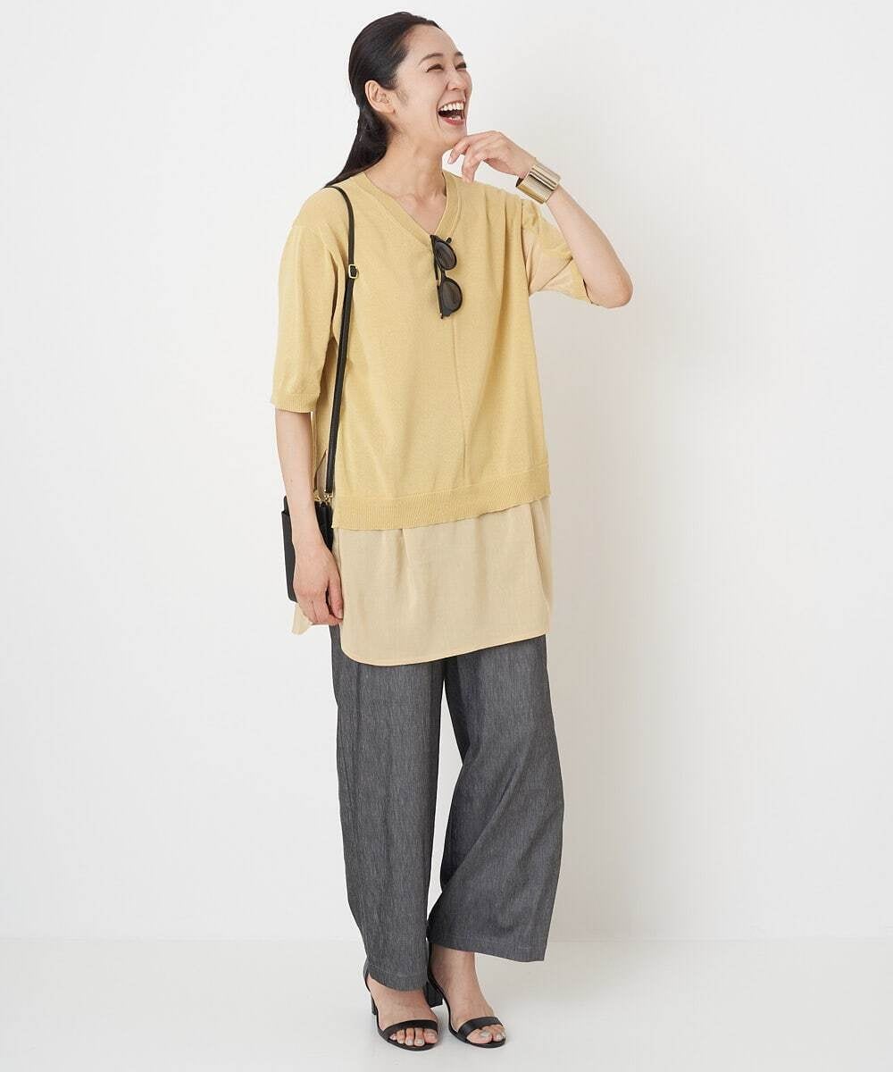PHFGU44260 GEORGES RECH(小さいサイズ)(メゾン ドゥ サンク) リネンブレンドコンビニット ベージュ