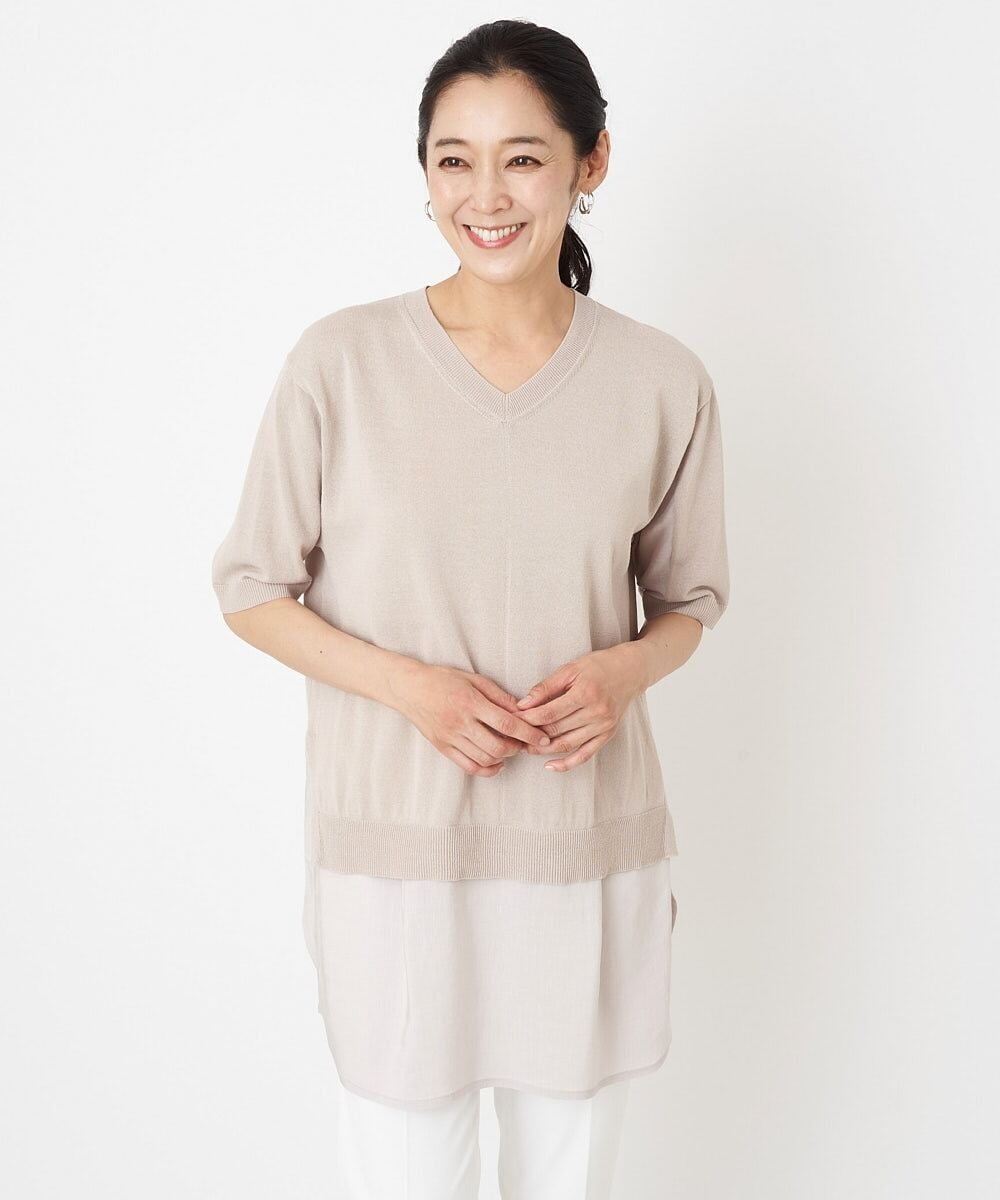 PHFGU44260 GEORGES RECH(小さいサイズ)(メゾン ドゥ サンク) リネンブレンドコンビニット ベージュ