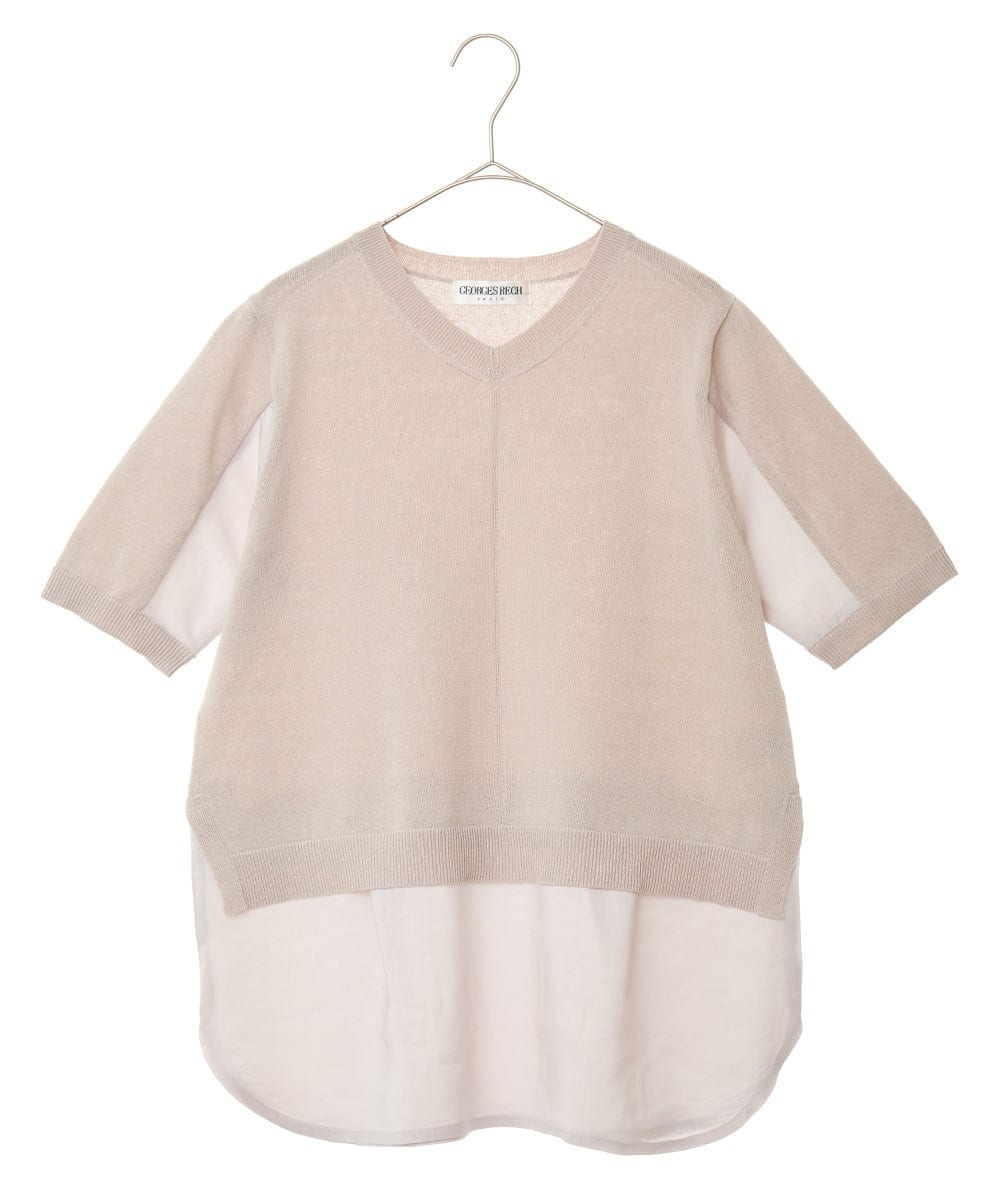 PHFGU44260 GEORGES RECH(小さいサイズ)(メゾン ドゥ サンク) リネンブレンドコンビニット ベージュ
